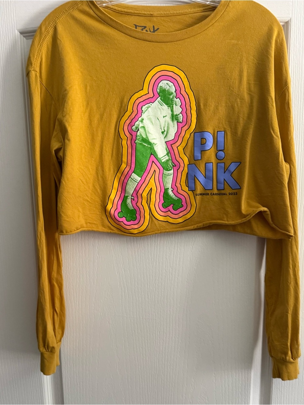 PINK 2023 Summer Carnival Tour Mustard Yellow Tee with Neon Graphic